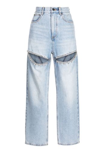 AREA Jeans dritti con cristalli - Blu