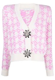 AREA Cardigan Mussel Flower con motivo pied-de-poule - Bianco