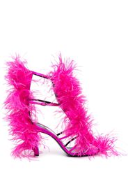 AREA Amazona 100mm feather-embellished sandals - Rosa