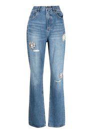 AREA crystal-embellished straight-leg jeans - Blu