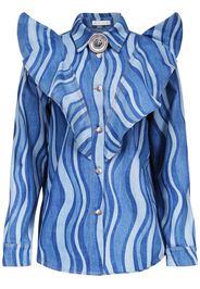 AREA sunray-patterned denim shirt - Blu
