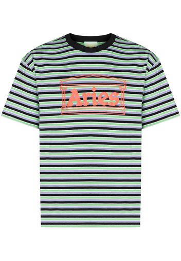 Aries Temple print stripe-print T-shirt - Verde