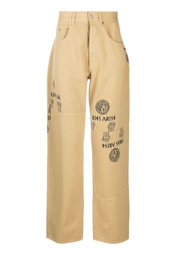 logo graphic print straight-leg jeans