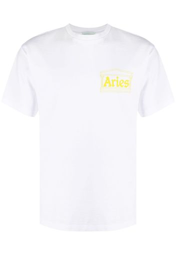 Aries logo-print cotton t-shirt - Bianco