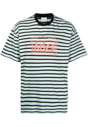 Aries logo-print stripe-pattern T-shirt - Verde