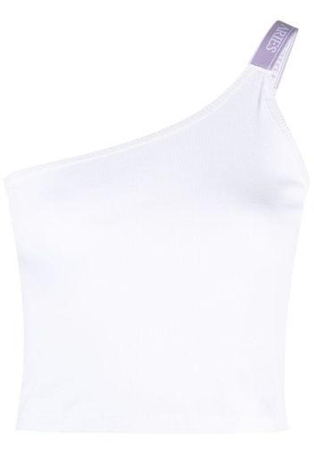 Aries Top monospalla con logo - Bianco