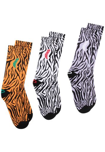 Aries pack of three zebra-print socks - Nero