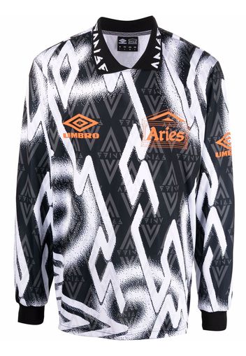 Aries logo-print football polo shirt - Nero