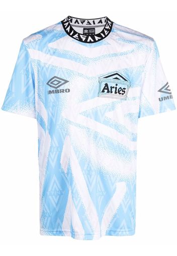 Aries logo-print football T-shirt - Blu