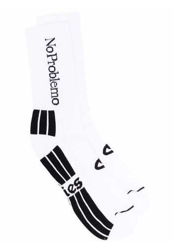 Aries intarsia-knit logo ankle socks - Bianco