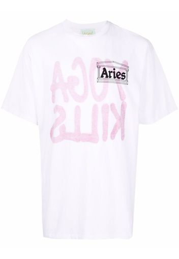 Aries logo-print cotton T-shirt - Bianco