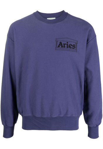 Aries logo-print crew neck jumper - Blu