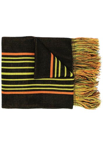 Aries intarsia-knit logo fringed scarf - Nero