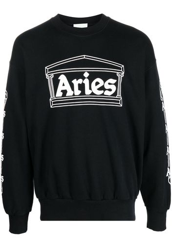 Aries T-shirt a maniche lunghe con stampa - Nero