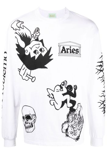 Aries Graphic Mashup long-sleeve T-shirt - Bianco