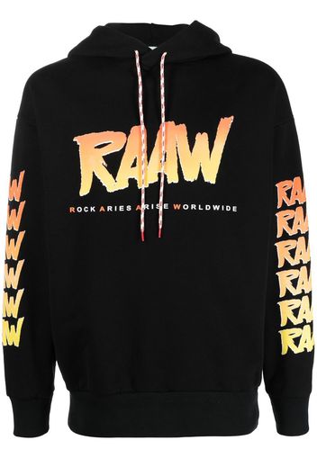 Aries logo print hoodie - Nero