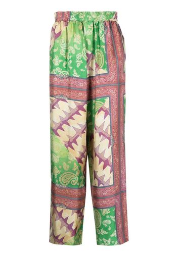 Aries paisley-print silk trousers - Verde