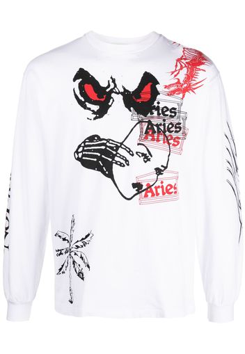 Aries graphic-print cotton jumper - Bianco