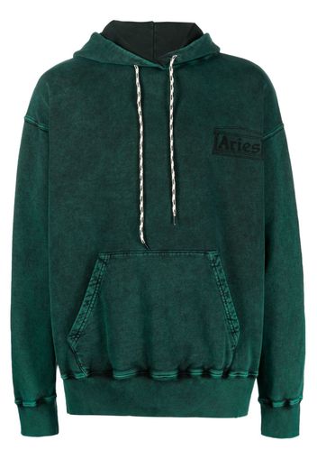 Aries logo-print distressed-finish cotton hoodie - Verde