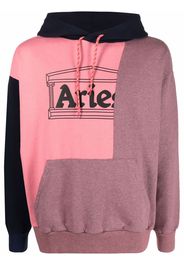 Aries block-colour logo-print hoodie - Rosa