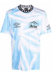 Aries logo-print football T-shirt - Blu