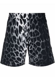 Aries animal-print elasticated-waist swim shorts - Bianco