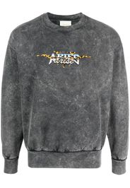 Aries logo-print acid wash sweatshirt - Nero