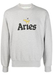 Aries logo-print cotton sweatshirt - Grigio
