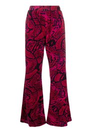 Aries snakeskin-print flared trousers - Rosa