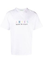 Aries logo-embroidered cotton T-shirt - Bianco