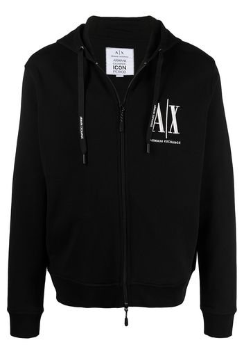 Armani Exchange logo-embroidered drawstring hoodie - Nero