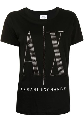 Armani Exchange T-shirt con borchie - Nero