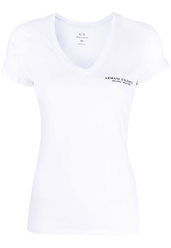 Armani Exchange logo-print V-neck T-shirt - Bianco