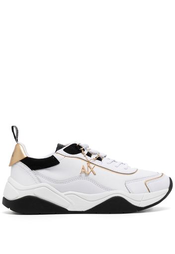 Armani Exchange logo-charm leather lace-up sneakers - Bianco