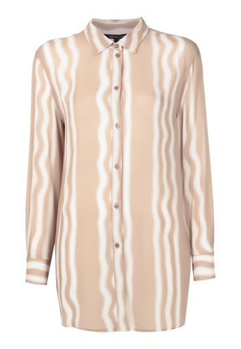 Armani Exchange stripe-print buttoned shirt - Marrone