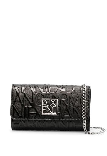 Armani Exchange Borsa a tracolla con logo goffrato - Nero