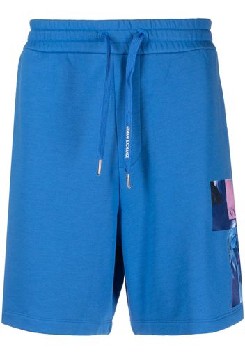 Armani Exchange logo-print drawstring shorts - Blu