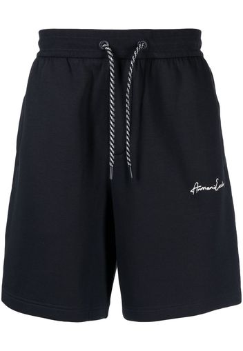 Armani Exchange logo-embroidered drawstring track shorts - Blu