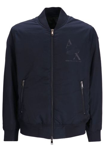 Armani Exchange logo-print bomber jacket - Blu