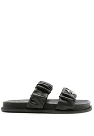 Armani Exchange ruched-detail logo-plaque sandals - Nero