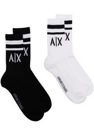 Armani Exchange two-pack logo-print ribbed-knit socks - Nero