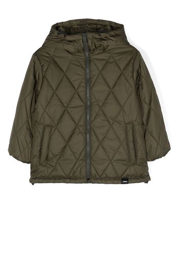 Aspesi Kids diamond-quilt hooded jacket - Verde