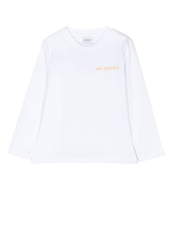 Aspesi Kids text print long sleeve T-shirt - Bianco