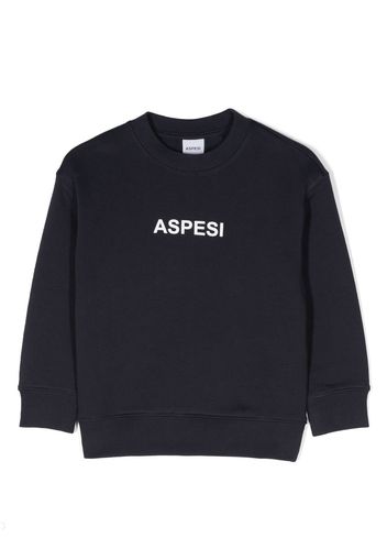 Aspesi Kids logo-print cotton sweatshirt - Blu