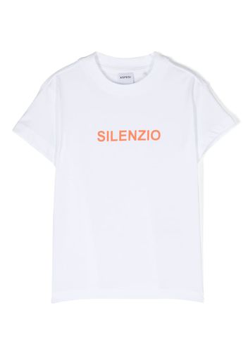 Aspesi Kids Silenzio slogan-print T-shirt - Bianco