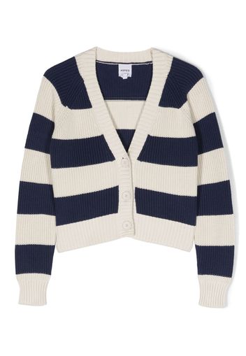 Aspesi Kids stripe-print V-neck cardigan - Toni neutri