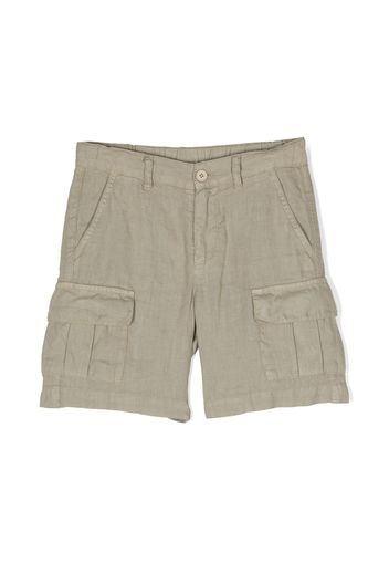 Aspesi Kids straight-leg linen cargo shorts - Verde