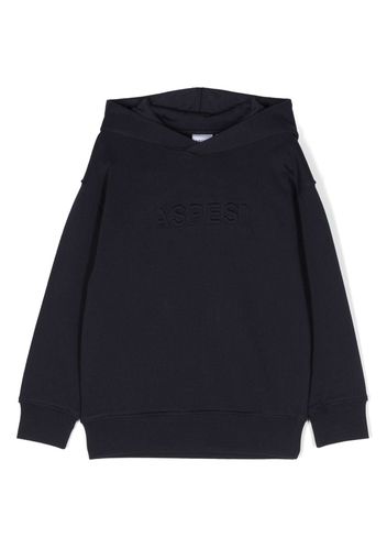 Aspesi Kids embossed-logo cotton jersey hoodie - Blu