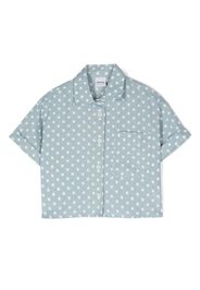 Aspesi Kids polka dot-print cropped shirt - Verde