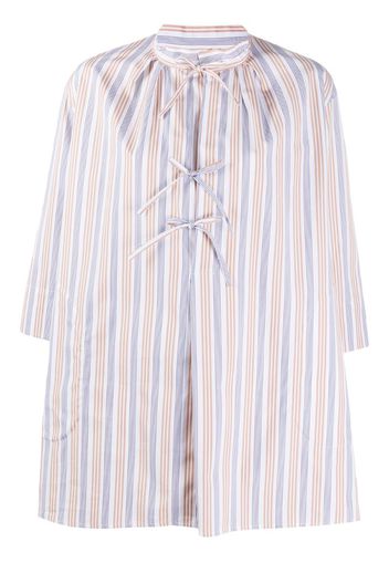 striped front-tie cotton shirt